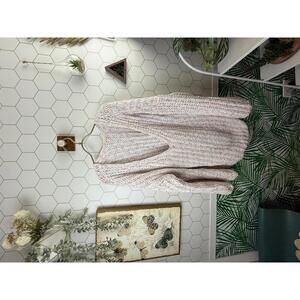 POL Deep V-Neck Oversized Pink Multicolored Knit Sweater - Size - Large